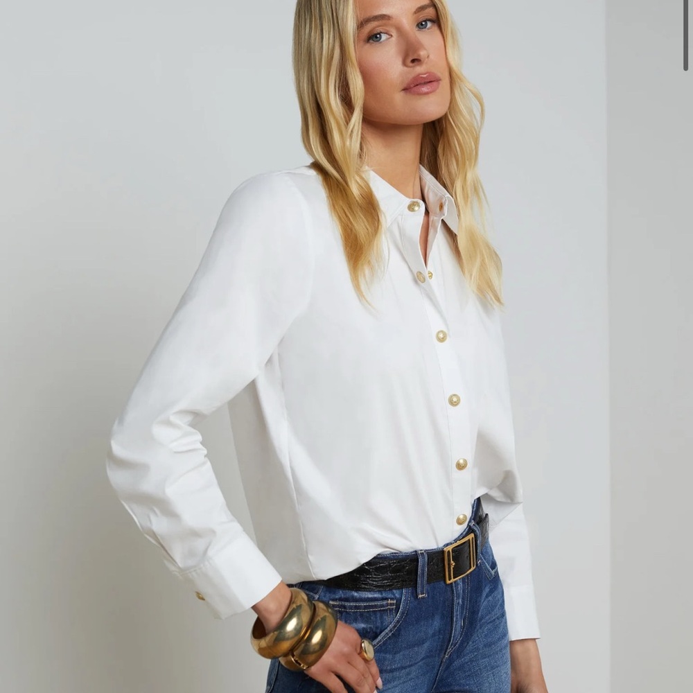L’AGENCE Ellery White Button-Up Women's Top